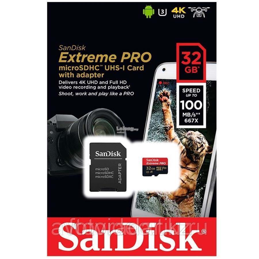 Карты памяти Sandisk Extreme 100MB/S, Тип: microSDHC, 32 Гб - фото 1 - id-p66396810