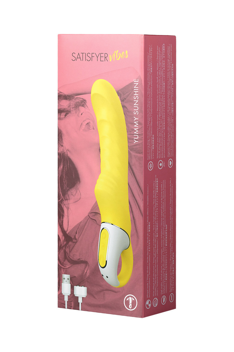 Жёлтый вибратор для точки G - "Satisfyer Vibes - Yummy Sunshine", 22.0 см, силикон