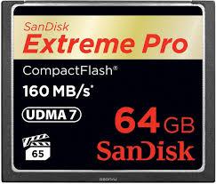 Карта Памяти Sandisk Extreme Pro 160MB/s, Тип: Compact Flash, 64 Гб