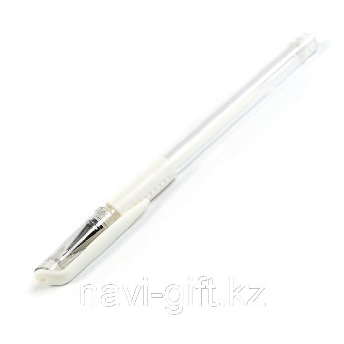 Ручка гелевая 0,5 мм , белая прозрачный корпус с резиновым держателем - фото 2 - id-p66397231