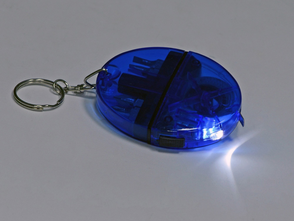 Брелок-рулетка с набором отверток и фонариком, синий - фото 4 - id-p60491272