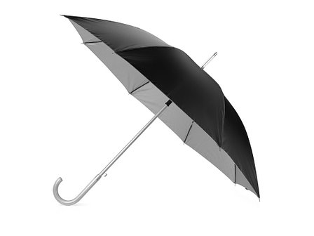 Зонт-трость полуавтомат Майорка, черный/серебристый, фото 2