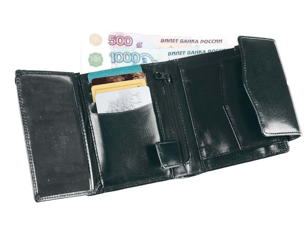 Портмоне с отделениями для кредитных карт и монет, черный - фото 3 - id-p60493236