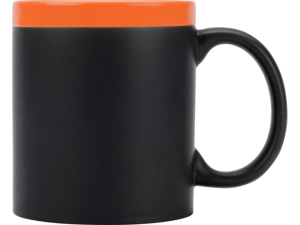 Кружка с покрытием для рисования мелом Да Винчи, черный/оранжевый - фото 3 - id-p66401111