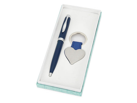 Подарочный набор Сердце: ручка шариковая, брелок, синий, фото 2