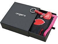 Набор Ungaro: брелок Сердце, платок шелковый, черный/красный