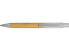 Ручка шариковая Borneo из бамбука, серебряный, черные чернила, фото 3