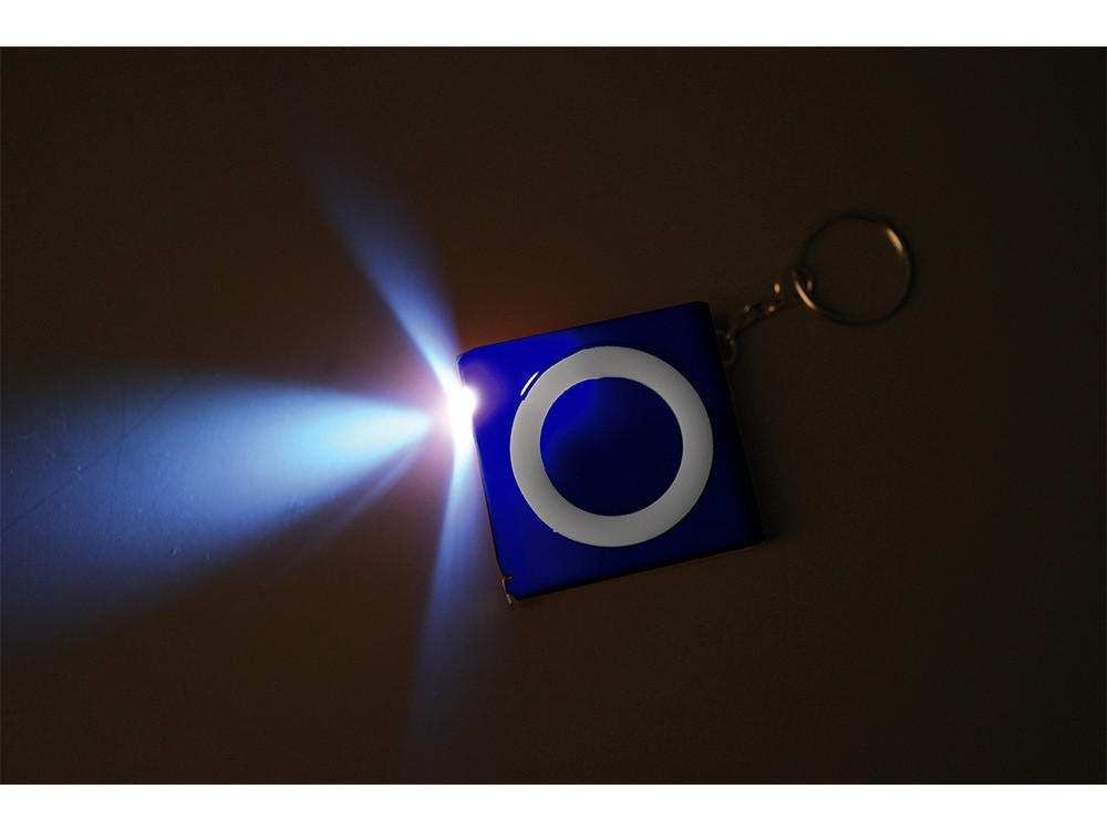 Брелок-рулетка с фонариком. 1 м., синий/белый - фото 2 - id-p60496257
