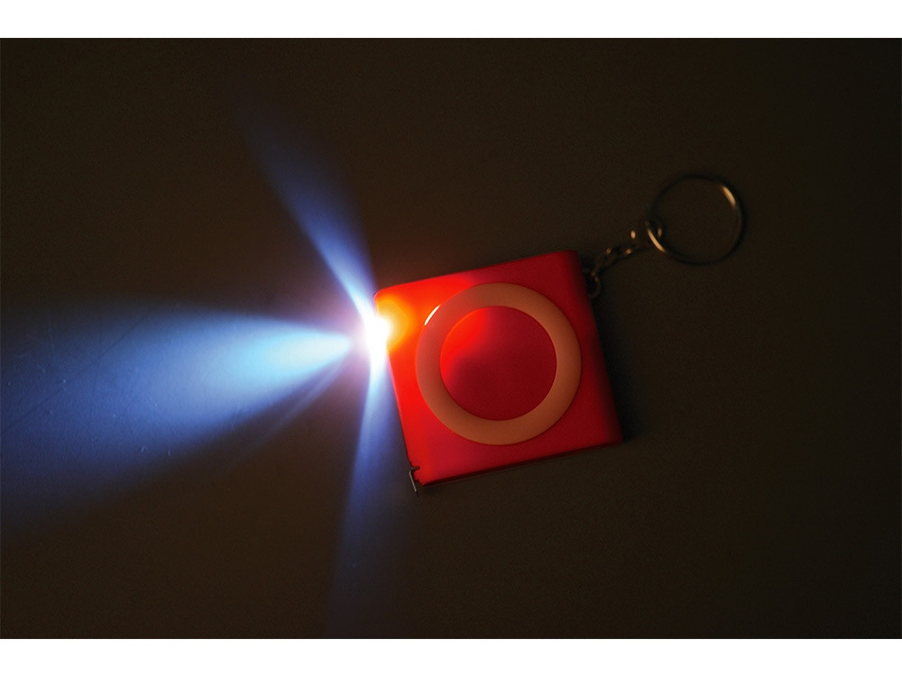 Брелок-рулетка с фонариком, 1 м., красный/белый - фото 2 - id-p60496258