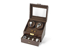Шкатулка кожаная для часов с автоподзаводом Респект, коричневый