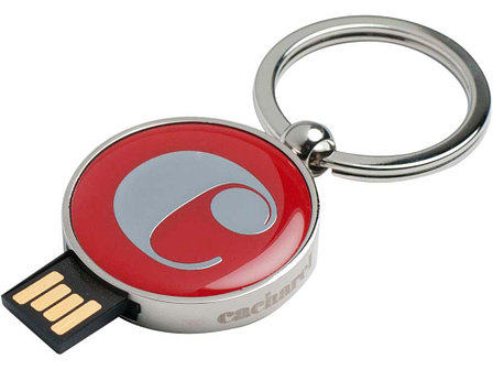 Набор Cacharel: шариковая ручка, брелок с флеш-картой USB 2. на 4 Гб, красный/серебристый, фото 2