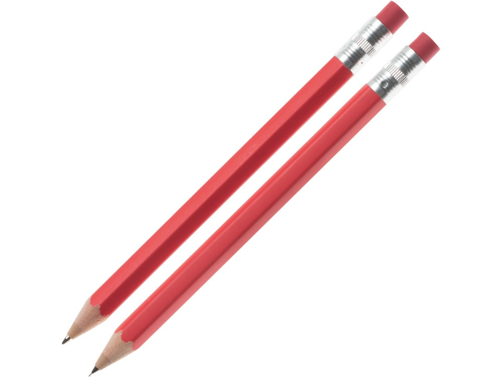 Набор Даллас: ручка шариковая, карандаш с ластиком в футляре, красный - фото 1 - id-p60498645