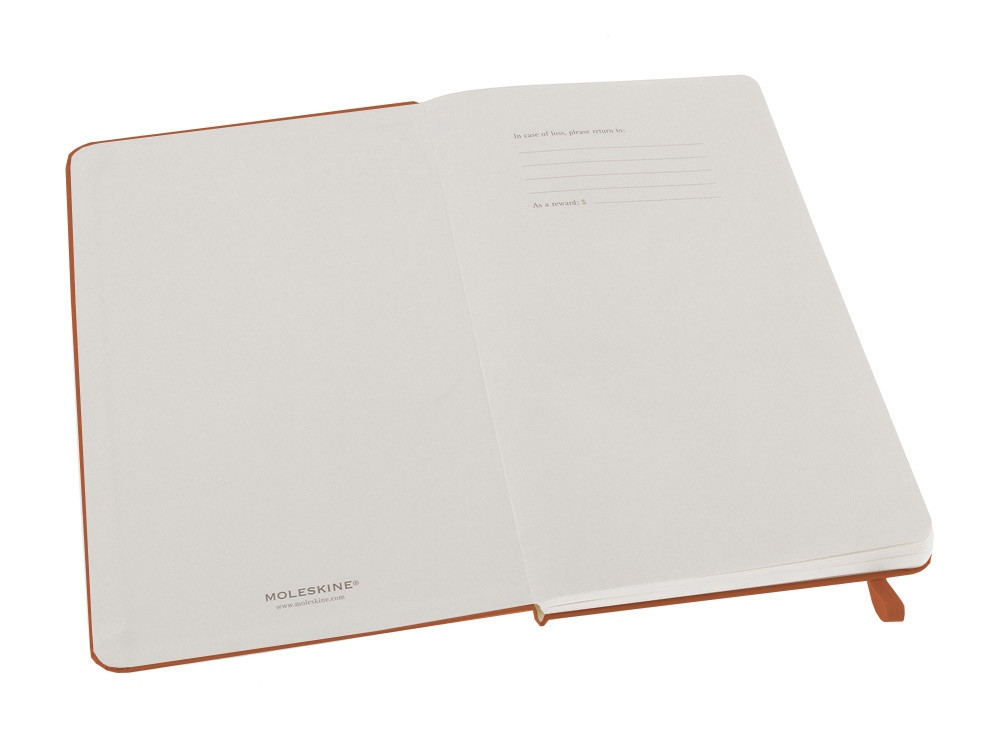 Қатты мұқабалы, Large (13х21см), қызғылт сары маржаннан жасалған Moleskine Classic (қатардағы) жазу кітапшасы - фото 2 - id-p60500223