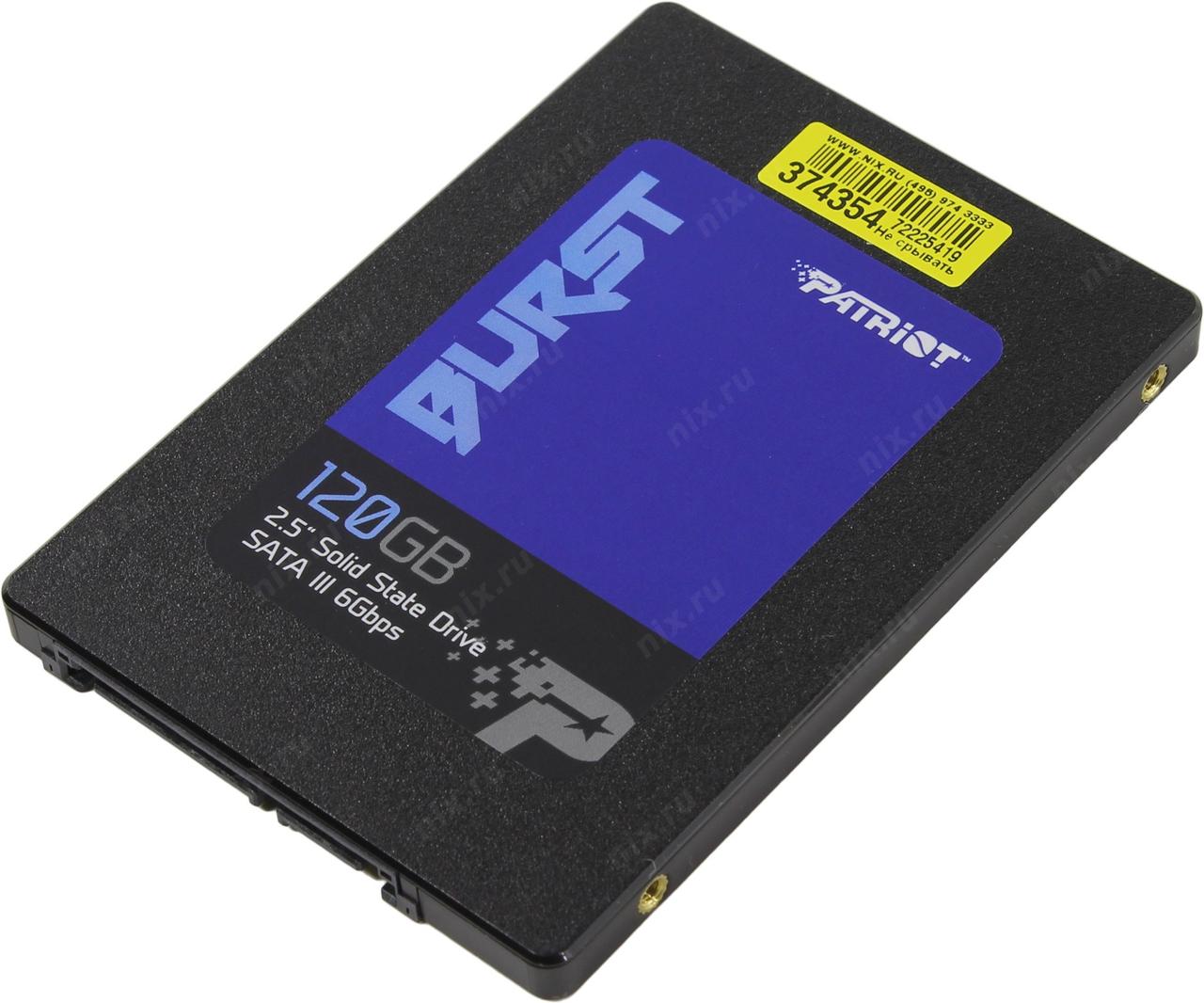 SSD Накопитель 120Gb Patriot Burst, PBU120GS25SSDR, 2.5", SATA 6Gb/s, 3D  TLC, 560 Мб/сек, 540 Мб/сек, Box (id 66402041)