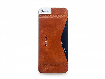 Кошелек-накладка на iPhone 5/5s и SE, коричневый, фото 2