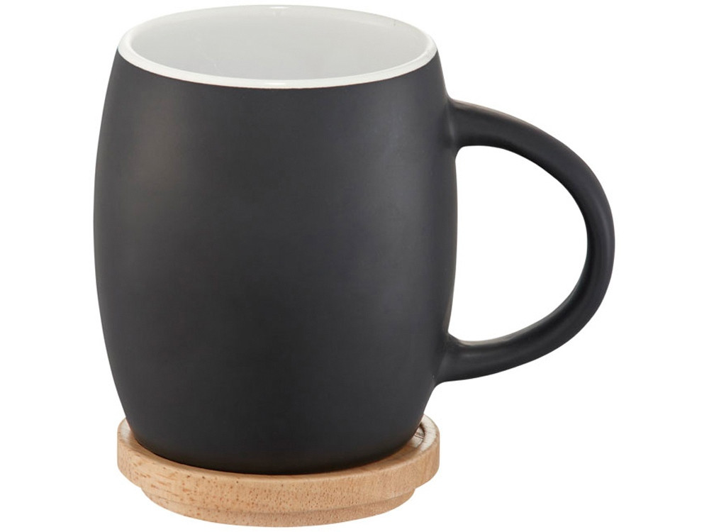 Керамическая чашка Hearth с деревянной крышкой-костером, черный/белый - фото 1 - id-p65545254