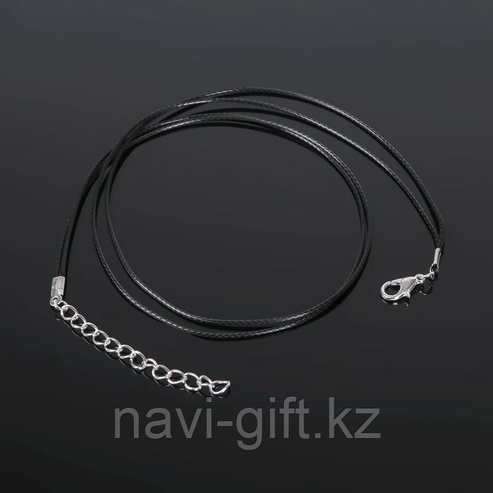 Шнурок вощёный, 43 см с удлинителем, цвет чёрный, JF-010 - фото 1 - id-p66393050