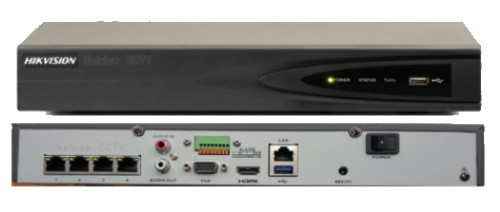 DS-7604NI-K1/4P - 4-х канальный сетевой 4К-видеорегистратор с 4-мя PoE-портами.