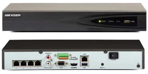 DS-7604NI-E1/4P - 4-х канальный сетевой 6MP-видеорегистратор с 4-мя PoE-портами.