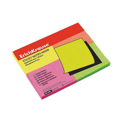 Бумага для заметок с клеевым краем ErichKrause® Neon, 40х50 мм, 200 листов, в пленке 10 шт., 4 цвета, фото 2