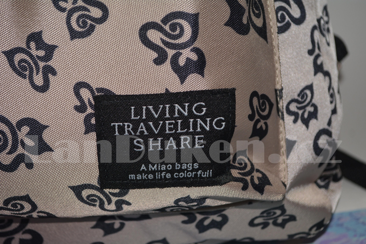 Рюкзак с боковыми карманами Living traveling share, кремовый серый с узорами - фото 8 - id-p66402062