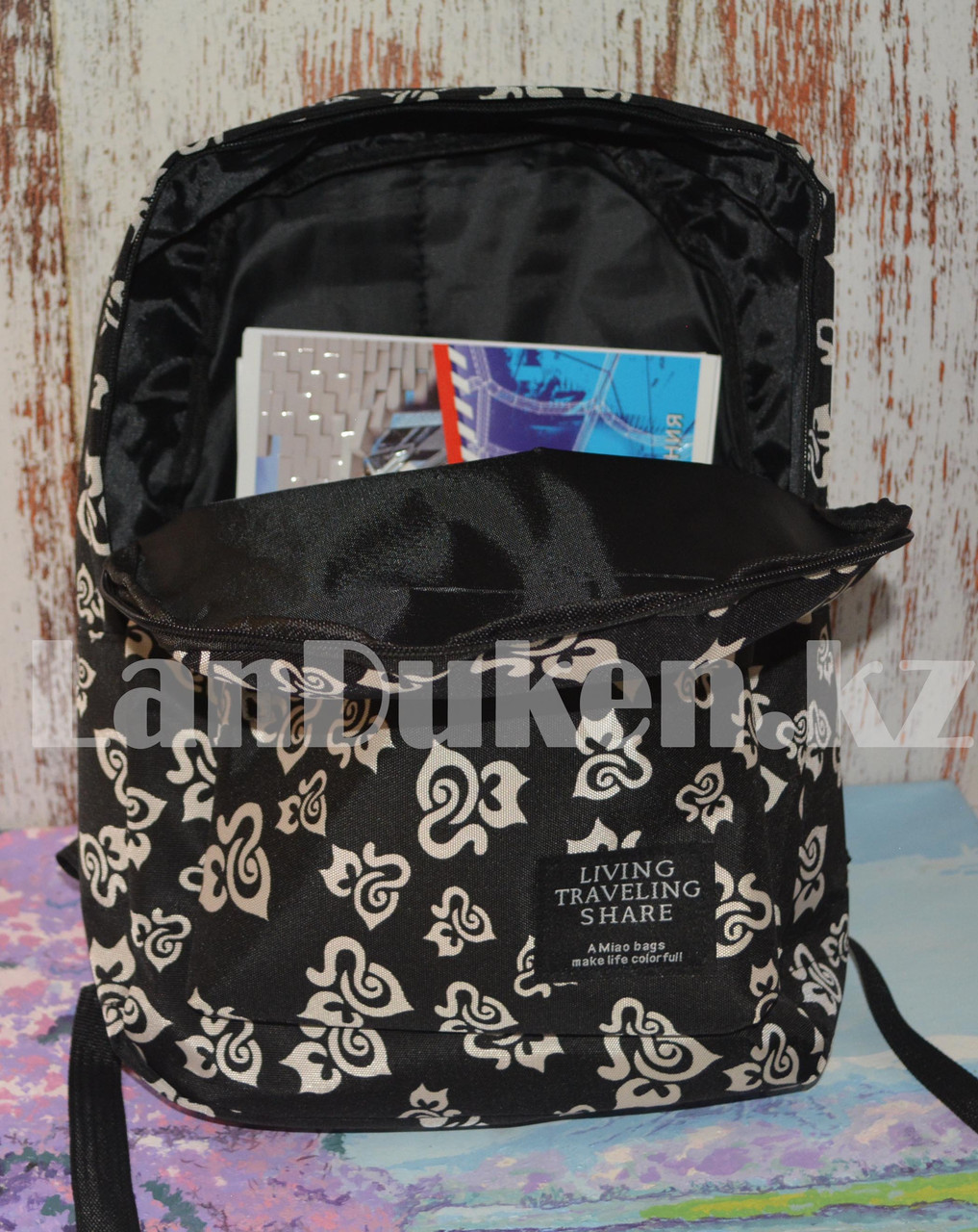 Рюкзак с боковыми карманами Living traveling share, черный с узорами - фото 4 - id-p66402069