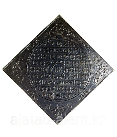 Люк чугунный средний квадратный B125 - 12,5 т, 80/80см, высота-8см.