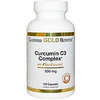 Куркумин с биоперином для лучшего усвоения.
California Gold Nutrition 500 мг. 120 капсул.