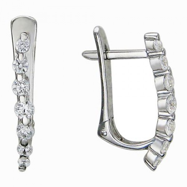 Серьги из серебра с фианитом Эстет 01С155707