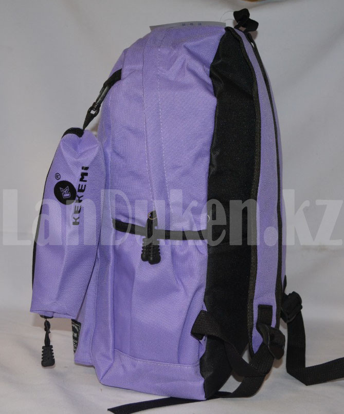 Универсальный школьный рюкзак с пеналом и брелоком сиреневый, надпись The carnival of KKM - фото 5 - id-p66546067
