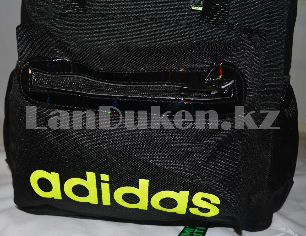 Рюкзак с боковыми карманами и ремешками спортивный черный с салатовой надписью и логотипом - фото 7 - id-p66553938