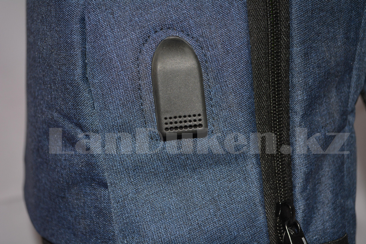 Городской рюкзак с USB портом, синий с черным - фото 9 - id-p66572083