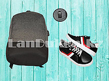 Городской рюкзак с USB портом, серый с черным