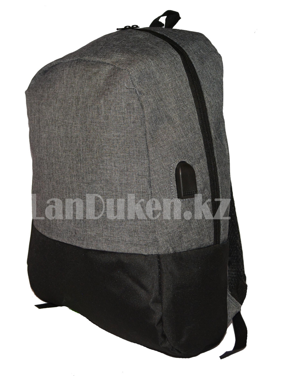 Городской рюкзак с USB портом, серый с черным, фото 1
