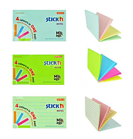 Клейкие листики STICK`N Magic 76 х 127 мм, 4 цвета,  100 листов