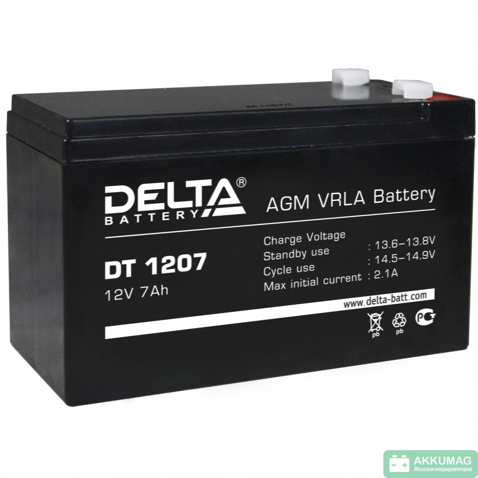 Аккумулятор 12В 7А.ч Delta DT 1207