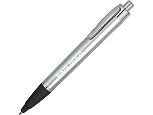 Ручка пластиковая шариковая Glow с подсветкой, серебристый/черный, фото 2