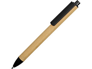 Ручка картонная пластиковая шариковая Эко 2.0, бежевый/черный, фото 2