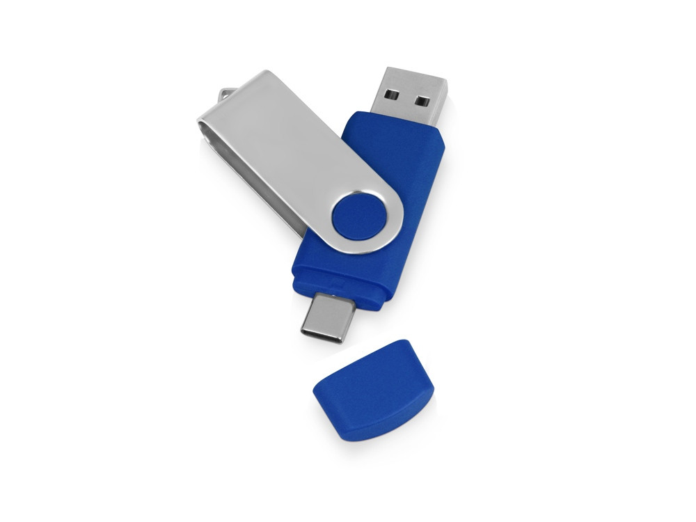 USB3.0/USB Type-C флешка на 16 Гб Квебек C, синий