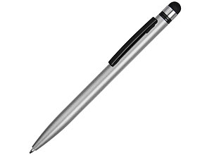 Ручка-стилус металлическая шариковая Poke, серебристый/черный, фото 2