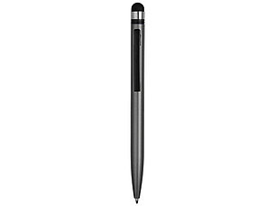 Ручка-стилус металлическая шариковая Poke, серый/черный, фото 2