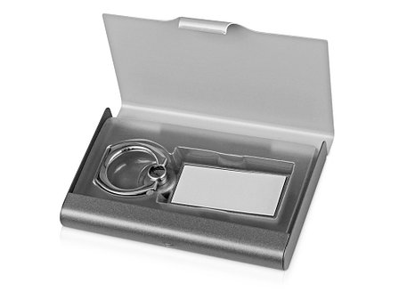 Набор Slip: визитница, держатель для телефона, серый/серебристый, фото 2