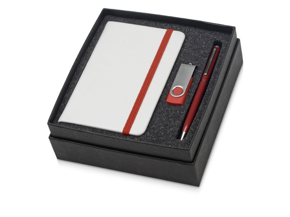 Подарочный набор Reporter Plus с флешкой, ручкой и блокнотом А6, красный - фото 1 - id-p65547626