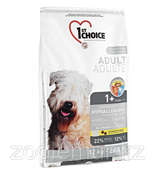 1st Choice Adult - корм для собак гипоаллергенный (утка с картофелем) 12 кг., фото 1