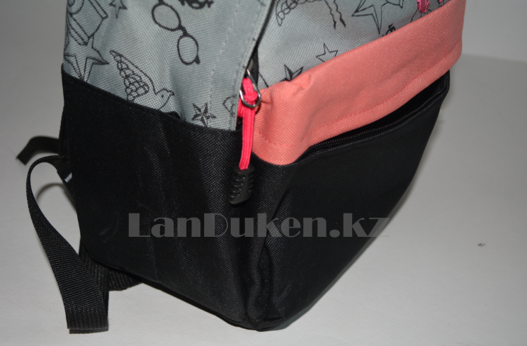 Универсальный школьный рюкзак с кошкой в очках серый со светло розовым - фото 6 - id-p66644154