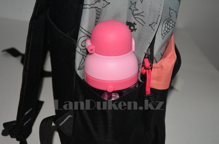 Универсальный школьный рюкзак с кошкой в очках серый со светло розовым - фото 8 - id-p66644154