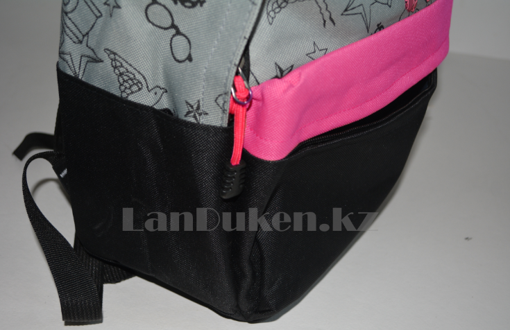 Универсальный школьный рюкзак с кошкой в очках серый с розовым - фото 5 - id-p66644180