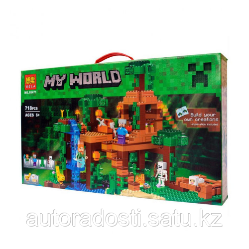 Конструктор Bela My World (аналог Minecraft 21125 "Домик на дереве в джунглях") 718 деталей 