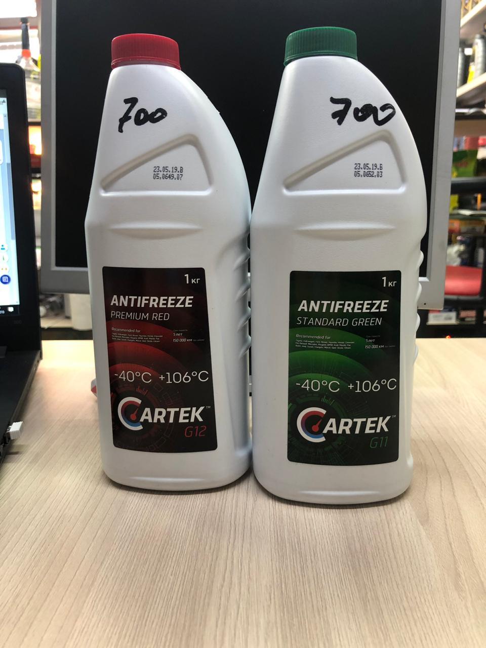 Антифриз Cartek G11 -40 зеленый и красный 1кг