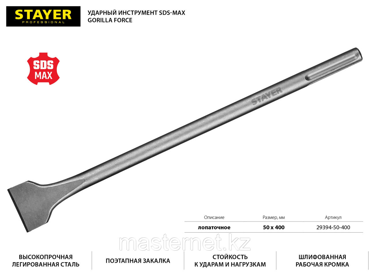 STAYER Gorilla Force SDS-max Зубило лопаточное 50 x 400 мм